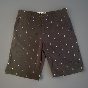 No Fear Men's 32 Black Anchor Print Chino Shorts Y2K Skate Surf Summer